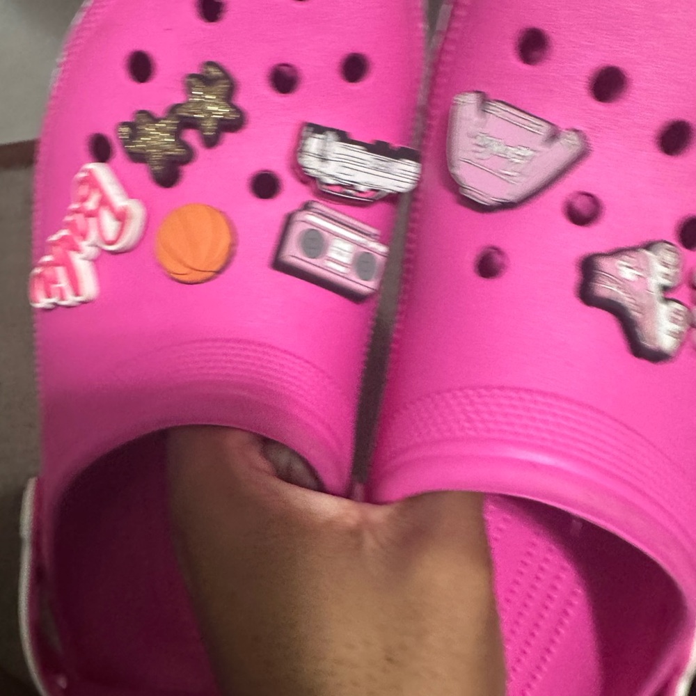 Pink Clogs with Fun Charms